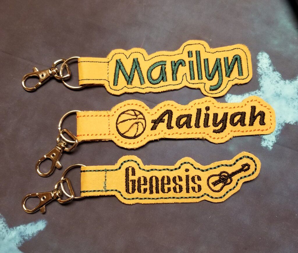 Customized Key Chains/Fobs with Hardware - Needle Moon Embroidery