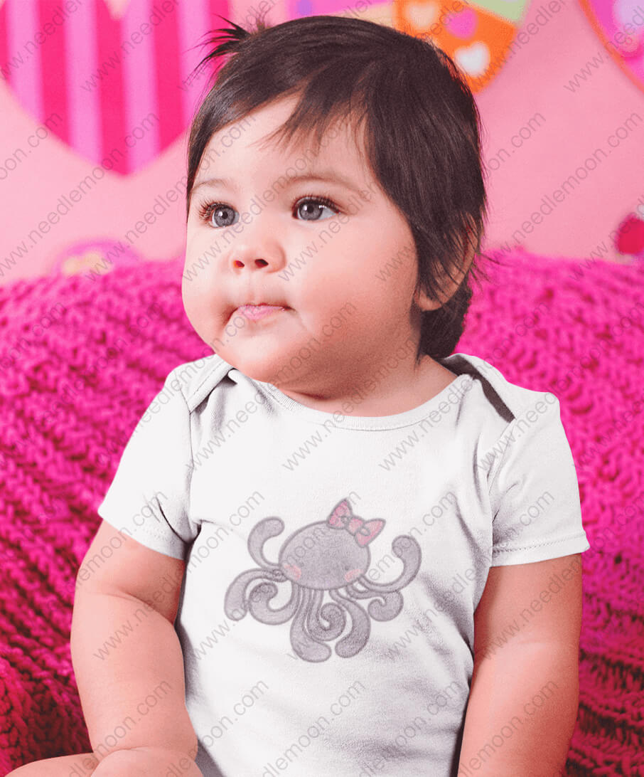 Sketch Octopus baby girl wearing onesie